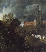 John Constable View into a Garden in Hampstead with a Red House beyond Spain oil painting artist
